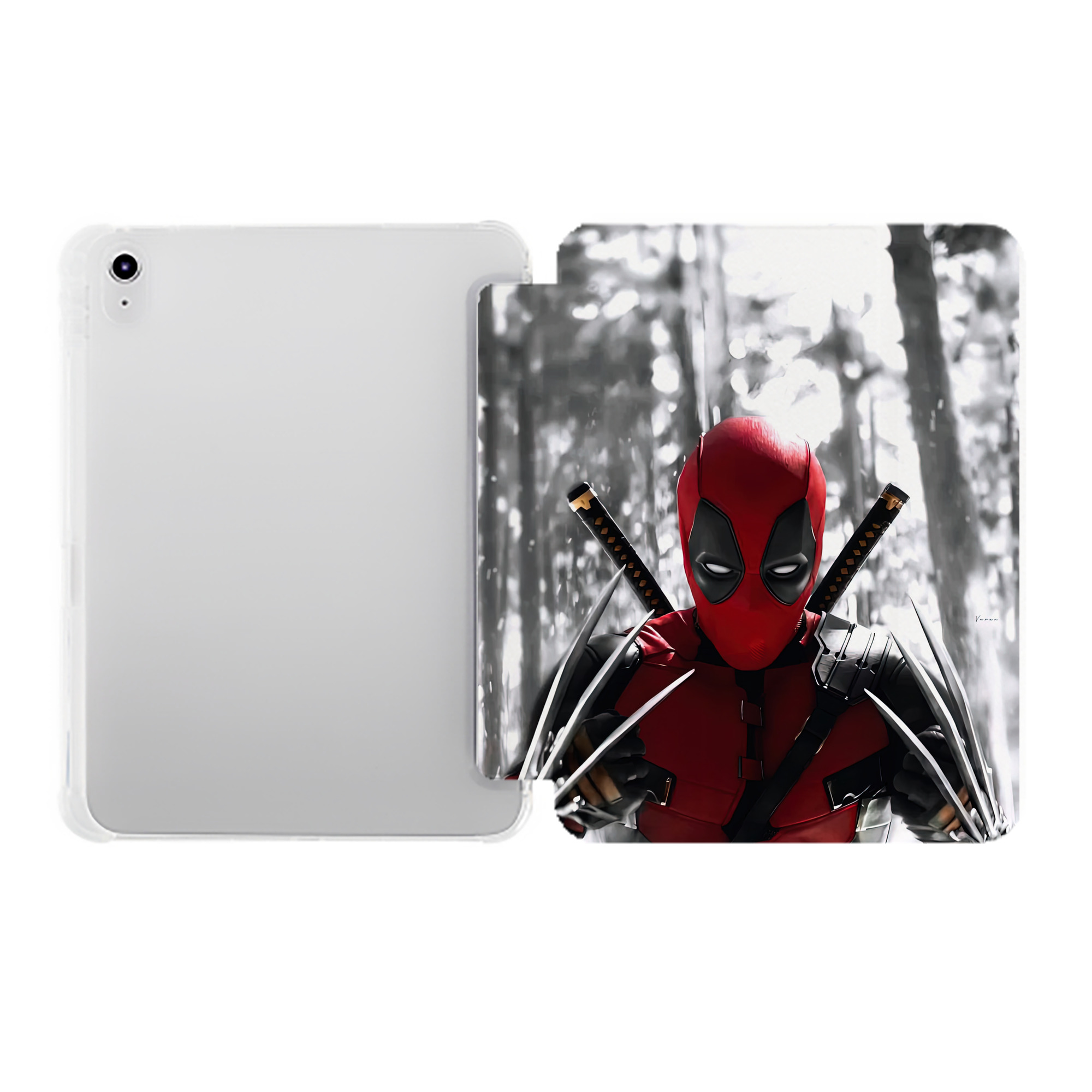 （画像用） Deadpool デッドプール IPad ケース ペン収納付き 三つ折りスタンド PUレザー×シリコン 対応機種9.5/10.5/10.9インチ
